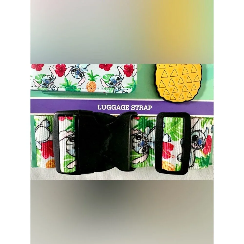 Disney Stitch 3-Piece Travel Set Passport Holder Luggage Tag Strap Tropical - Picture 5 of 5